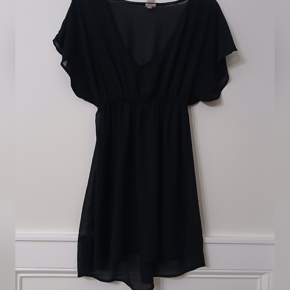 Merona Black Sheer V-Neck Gathered Waist Women's Swim Cover-Up Dress Size:Small - Picture 4 of 6